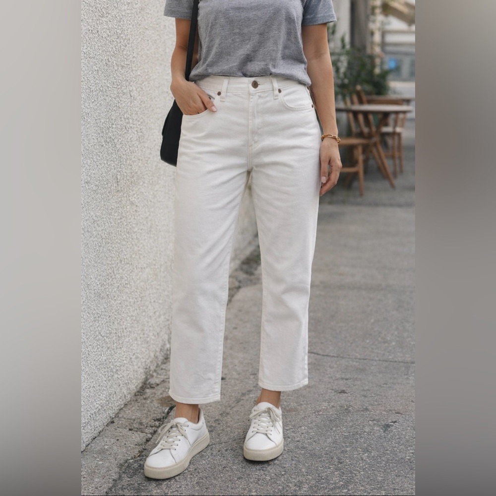 Lucky Brand Sweet Jean Crop Pearl White Flap Pocket Denim Size 10/30
